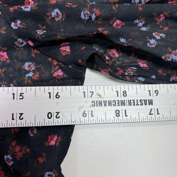 Topshop Ruched Ditsy Floral Mesh Crop Top Black Multi US Size 8 Medium - Picture 9 of 9